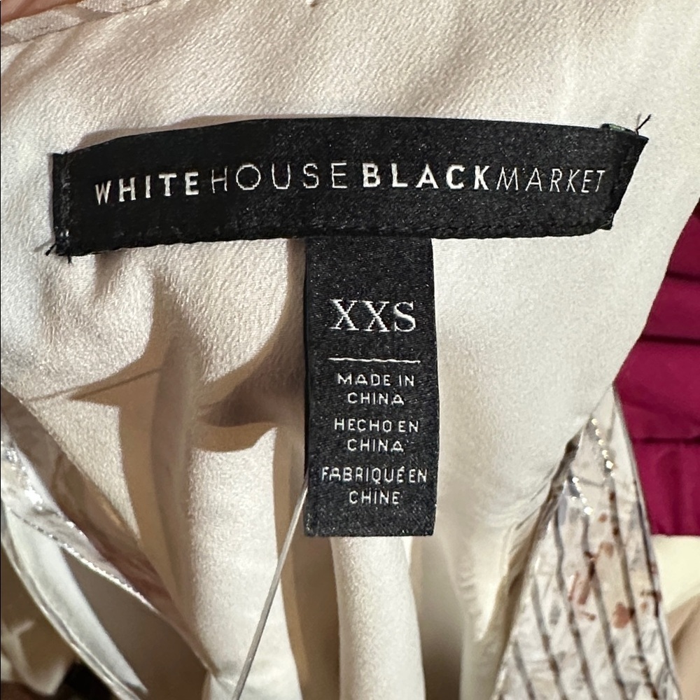 White House Black Market Layered Sleeveless Blouse in White and Brown - Picture 3 of 4